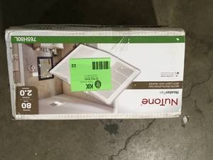 lot 22 image: Broan-NuTone 80 CFM Ceiling Bathroom Exhaust Fan with Light and 1300-Watt Heater customer return review pictures
