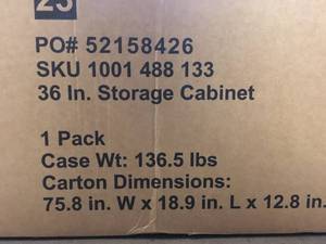 lot 24 image: Husky Ready-to-Assemble 24-Gauge Steel Freestanding Garage Cabinet in Black (36.6 in. W x 72 in. H x 18.3 in. D) damaged customer returns see pictures