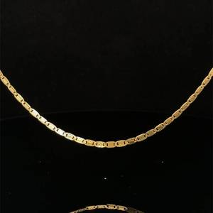 lot 49B image: Slim Stamped Flat Gucci Like Inspired Link Chain Necklace in 18k Yellow Gold  VIDEO 