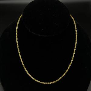 lot 59B image: Classic Slim Rope Chain Hollow Link Necklace in 14k Yellow Gold, 18 Long.  VIDEO 