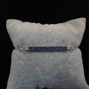 lot 15 image: BRAND NEW Designer EFFY Natural Blue Sapphire & Diamond ID Link Bar Pendant Bracelet in 14k White Gold w Original Tag Attached - Retail $3,125 VIDEO