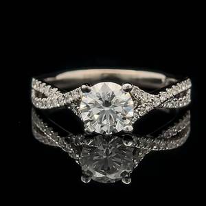 lot 17 image: 1.05ct Diamond Infinity Cross Over Bridal Engagement Ring in 18k White Gold - Excellent Condition $3,240 Retail