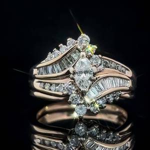 lot 32 image: 1.00 Carat Diamond Cluster & Channel Bypass Wrap Ring in 14k Yellow Gold $2,270 Retail
