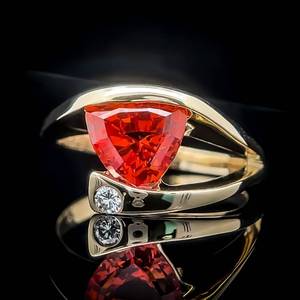 lot 45 image: Natural Fire Orange Citrine & Diamond Two-Stone Modern Bypass Coil Ring in 14k Yellow Gold $1,899 Retail