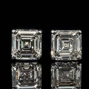 lot 2 image: Gorgeous & Elegant Brand New 5.00 Carat Diamond Asscher Cut Solitaire Stud Earrings in 14k White Gold $10,250 Retail VIDEO
