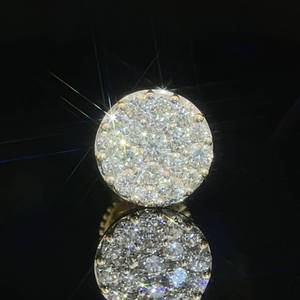 lot 33B image: Gorgeous Sparkle Round Diamond Pave Stud Earring in 14k Yellow Gold - Single Stud $1,220 Retail  VIDEO 