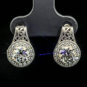 lot 55B image: Designer 1.85 Carat Moissanite Filigree Drop Earrings  VIDEO 