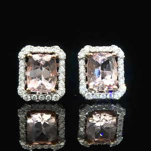 lot 11 image: Exquisite 4.33 Natural Morganite and Diamond Earrings, High-End in 14k White Gold $4900 Retail VIDEO