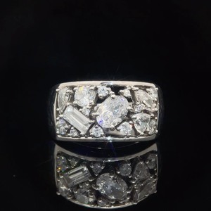 lot 72B image: Multi Shaped Stones Cluster Ring set in Sterling Silver 925  VIDEO 