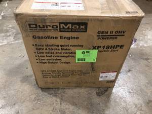 lot 15 image: DUROMAX 440cc 1 in. Gasoline Multi-Purpose Horizontal Key Shaft RecoilElectric Start Portable Engine 50-State  Customer Returns See Pictures
