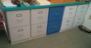 lot 488 image: Wood Laminate Filing Cabinets.