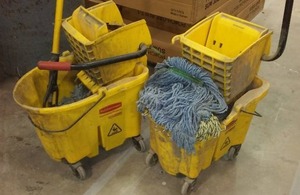 lot 835 image: Rubbermaid Map Buckets And Mop.