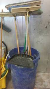 lot 841 image: Push Brooms And Uline Garbage Can