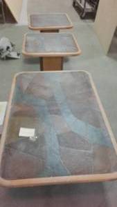 lot 945 image: Slate Vision Coffee Table And End Tables,