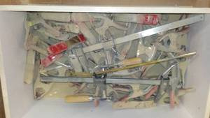 lot 1007 image: Variety Of Clamps In Wood Box.