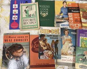 lot 6 image: Assorted Vintage Paperback Cookbooks and Cooking Pamphlets, including Food is Fun with Glueks Beer