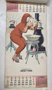 lot 9 image: Vintage 1969 Hilda by Duane Bryers Promotional Wall Calendar Compliments of Rocky Ford (Has some damage)