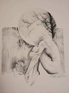 lot 46 image: Personal Worlds Signed Charcoal