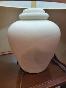 lot 37 image: Matte White Ginger Jar Table Lamp