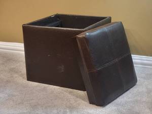 lot 99 image: Leather Storage Footstool