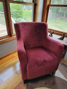 lot 30 image: Lush Red Velvet Arm Chair