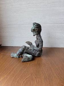 lot 35 image: Brutalist Bronze Patina Sitting Sculpture