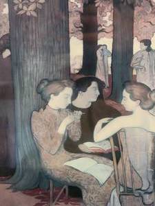 lot 73 image: The Muses (or Sacred Wood) Framed Print Wall Art by Maurice Denis, Black