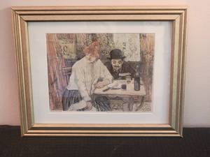 lot 74 image: In The Restaurant La Mie Framed Print by Toulouse-Lautrec