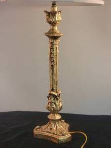 lot 25 image: Graceful Gold Gilt Candlestick Table Lamp