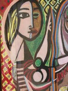 lot 77 image: Hommage Original Art of Picassos Girl Before a Mirror