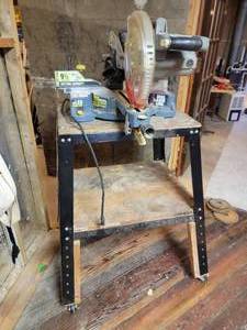 lot 199 image: COMPOUND MITRE SAW WITH TABLE