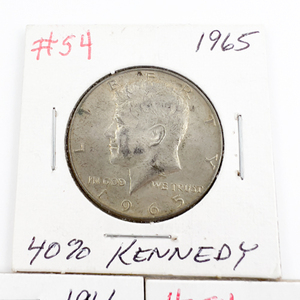 1965, 1966, 1967 40% Kennedy Half Dollars.