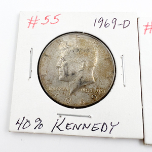 1968-D, 1969-D 40% Kennedy Half Dollars.