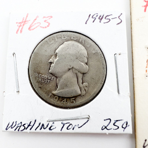 1945, 1945-S Washington Silver Quarters.