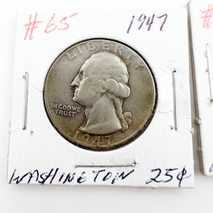 1947, 1947-S Washington Silver Quarters.