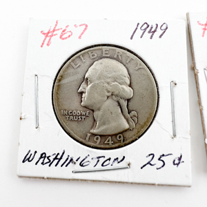 1949, 1949-D Washington Silver Quarters.