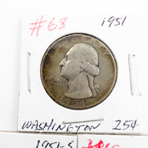 1951, 1951-D, 1951-S Washington Silver Quarters.