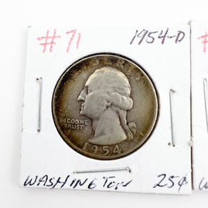 1954, 1954-D Washington Silver Quarters.