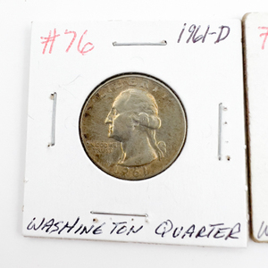 1961, 1961-D Washington Silver Quarters.