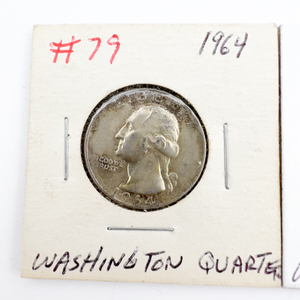 1964, 1964-D Washington Silver Quarters.
