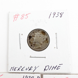 1938, 1939-D, 1938-S Mercury Dimes.
