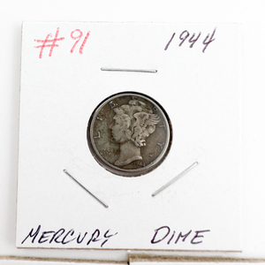 1944, 1944-D, 1944-S Mercury Dimes.