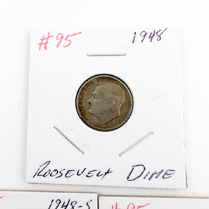 1948, 1948-D, 1948-S Roosevelt Silver Dimes.