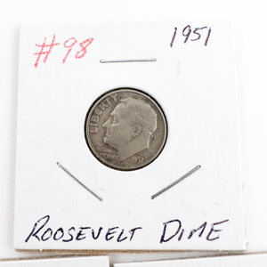 1951, 1951-D, 1951-S Roosevelt Silver Dimes.
