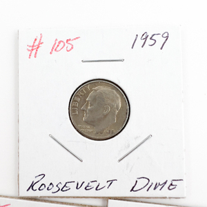 1959, 1959-D, 1960-D Roosevelt Silver Dimes.