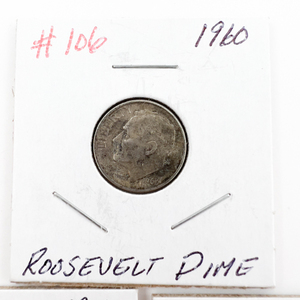 1960, 1961, 1961-D Roosevelt Silver Dimes.