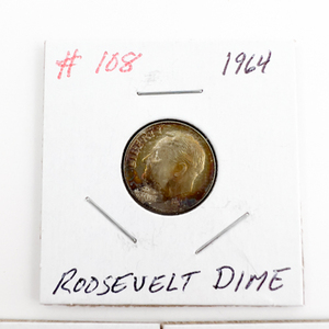 1963-D, 1964, 1964-D Roosevelt Silver Dimes.