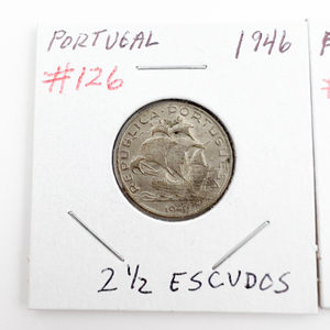 Portugal Silver 2 12 Escudos 1945 and 1946.