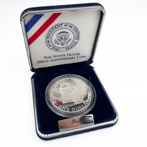 1992 White House 200th Anniversary Proof Silver Commemorative Dollar In Original Packaging