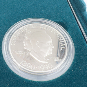 1990 United States Eisenhower Centennial Proof Silver Commemorative Dollar In Original Packaging